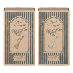 Maileg: Metal trompet, slv og guld