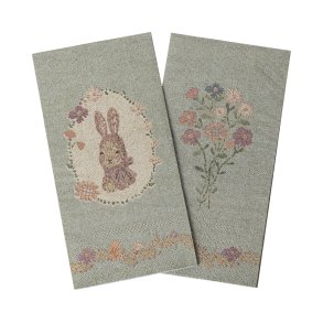 Maileg: Servietter - Lapin de Pasques - grn/rosa, small