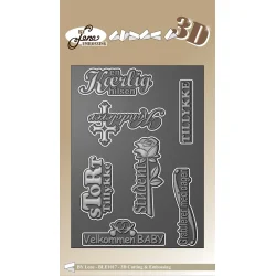 By Lene Cutting &amp; 3D Embossingfolder "Danske Tekster" 