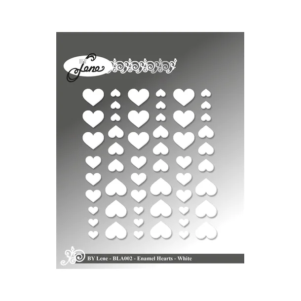 By Lene: Enamel Hearts "White" 