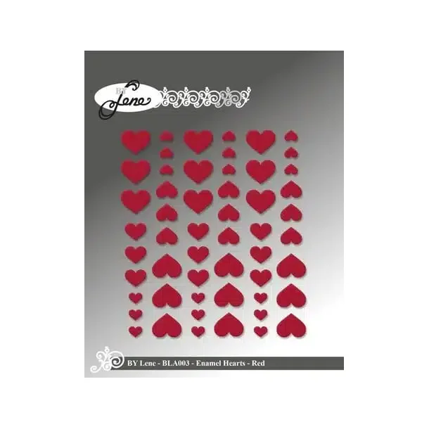 By Lene: Enamel Hearts "Red" 