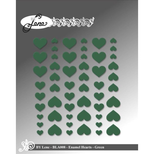 By Lene: Enamel Hearts "Green" 