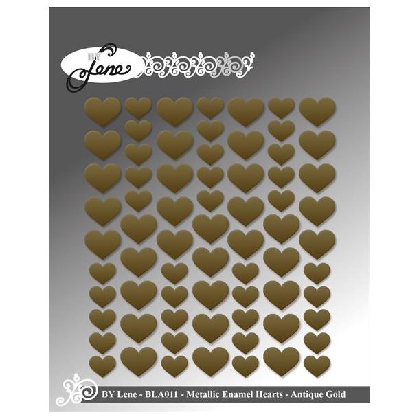 By Lene: Enamel Hearts "Antique Gold" 