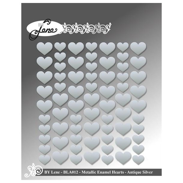 By Lene: Enamel Hearts "Antique Silver" 