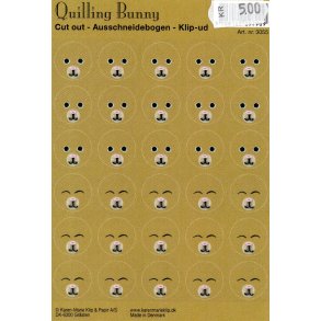 Small Quilling Bunny Faces - Light Brown, klippeark