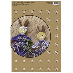 Big Quilling Bunnies Faces - Light Brown, klippeark