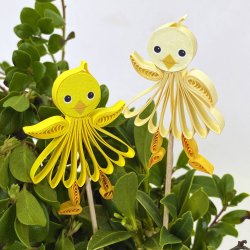 Small Quilling Chicks Faces - Butter, klippeark