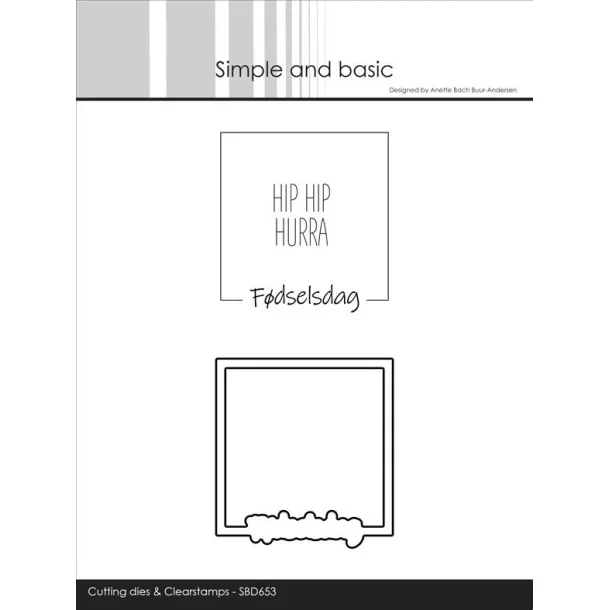 Simple and Basic Die + Clearstamp "F�dselsdag" 