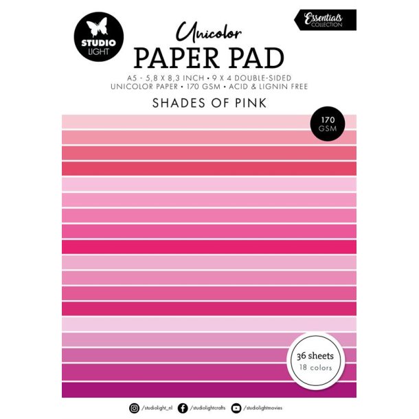 Studio Light - Unicolor Paper Pad: "Shades of Pink"