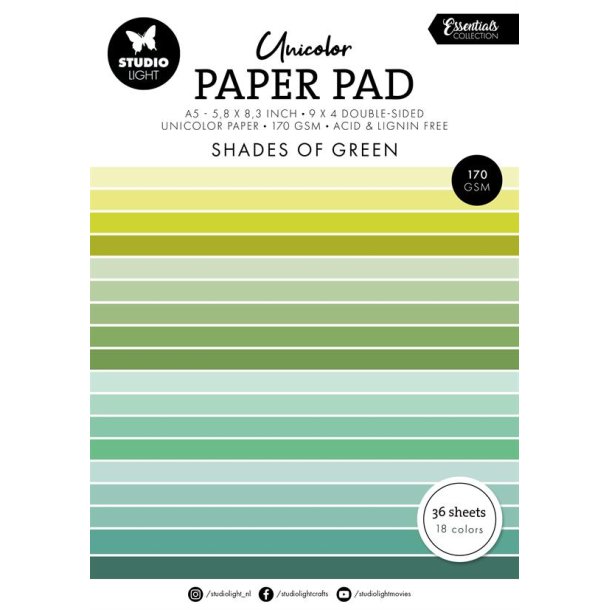 Studio Light - Unicolor Paper Pad: "Shades of Green"