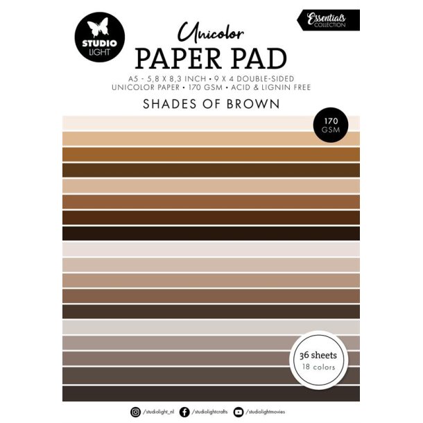 Studio Light - Unicolor Paper Pad: "Shades of Brown"