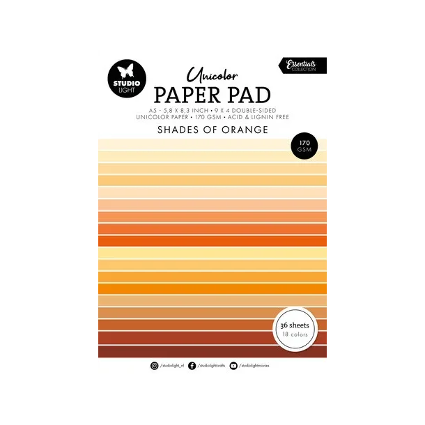 Studio Light - Unicolor Paper Pad: "Shades of Orange"