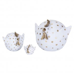 N��sgr�nsg�rden: H�nen Lisbeth 3,5 cm - hvid med guld prikker