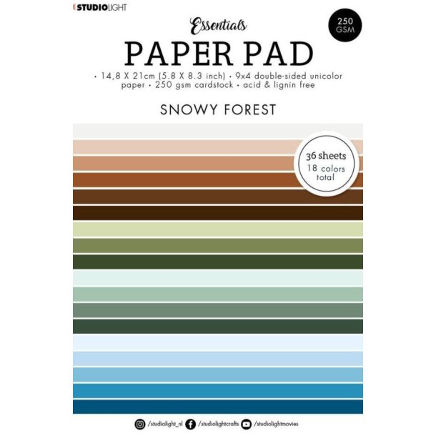 Studio Light - Unicolor Paper Pad: "Snowy Forest"