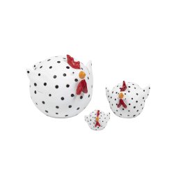 Nsgrnsgrden: Hnen Lisbeth 6,5 cm - hvid med sorte prikker