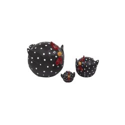 Nsgrnsgrden: Hnen Lisbeth 10,5 cm - sort med hvide prikker