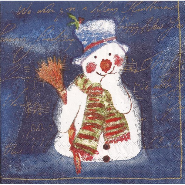 IHR: "Frosty the Snowman" bl&aring;-hvid - frokostserviet
