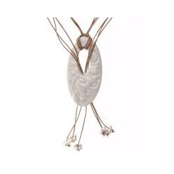 Pia Daa Design: Halssmykke - stor oval med blomster